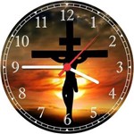 Ficha técnica e caractérísticas do produto Relógio de Parede Jesus Cruz Religiosidade Cristo