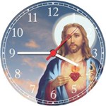 Ficha técnica e caractérísticas do produto Relógio de Parede Jesus Sagrado Coração Decorar