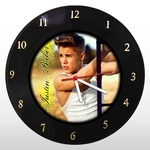 Ficha técnica e caractérísticas do produto Relógio de Parede - Justin Bieber - em Disco de Vinil - Mr. Rock - Cantor Pop