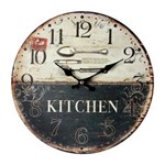Ficha técnica e caractérísticas do produto Relógio de Parede Kitchen Talheres Oldway - Preto