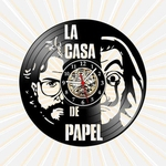 Ficha técnica e caractérísticas do produto Relógio de Parede La Casa Papel Series TV Netflix Vinil Retrô