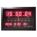 Ficha técnica e caractérísticas do produto Relogio de Parede Led Digital com Calendario Termometro Medidor de Temperatura em Metal Herweg