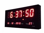 Ficha técnica e caractérísticas do produto Relógio de Parede Led Digital Data Temp 46 Cm Calendario - Relógio Parede