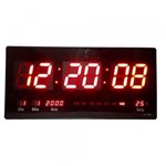 Ficha técnica e caractérísticas do produto Relógio de Parede Led Digital Temperatura Calendário Alarme - Luatek
