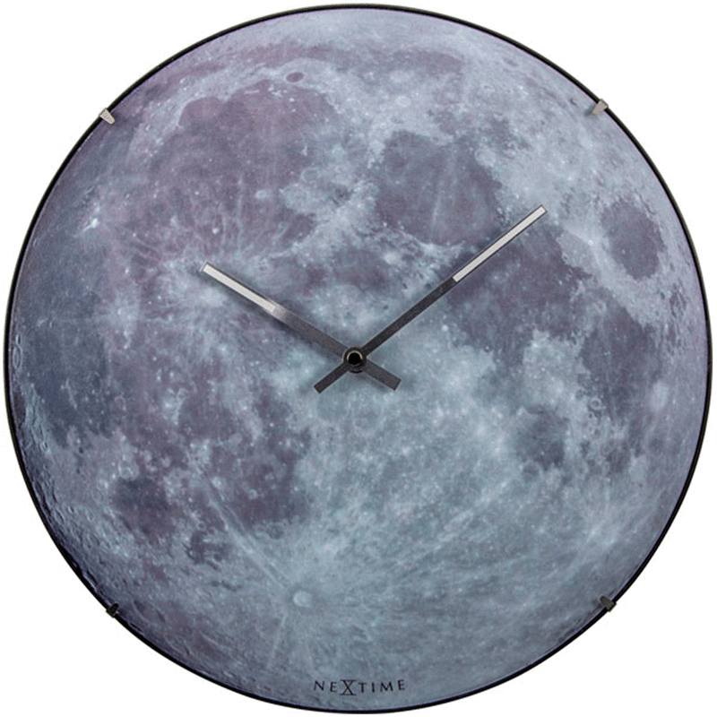 Ficha técnica e caractérísticas do produto Relógio de Parede Lua Moon Nextimed Brilha no Escuro Metal 35 Cm