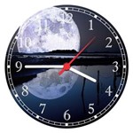 Relógio de Parede Lua Paisagem Lago Reflexo Decorar