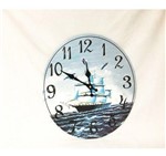 Relógio de Parede, Madeira,estampado, Navio, Barco 34x30x34 - F Mart Import