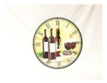 Relógio de Parede, Madeira,estampado,vinhos e Taças 34 - F Mart Import