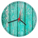 Ficha técnica e caractérísticas do produto Relógio de Parede Madeira Rústico Verde Decorações