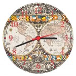 Ficha técnica e caractérísticas do produto Relógio de Parede Mapa Mundo Países Continentes Decorações - Vital