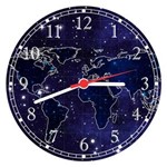 Relógio de Parede Mapa Mundo Universo Estrelas