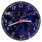 Ficha técnica e caractérísticas do produto Relógio De Parede Mapa Mundo Universo Estrelas