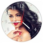 Relógio de Parede Maquiagem Salão de Beleza Cabelos Loiros Ruivos Decorar - Vital Quadros