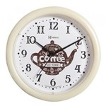 Ficha técnica e caractérísticas do produto Relógio de Parede Marfim Bule Café 22 Cm Herweg 660061-32
