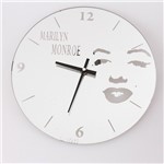 Relógio de Parede Marilyn Monroe Branco Vidro 30X30 Cm - Maisaz