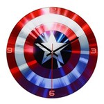 Relógio de Parede Marvel Escudo Capitão América 28cm - Vermelho
