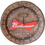 Relógio de Parede - Mod. Tampa de Barril - Budweiser - Retrofenna