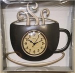 Ficha técnica e caractérísticas do produto Relógio de Parede Modelo Xícara de Café Marrom 32x30cm - Yins/imporiente