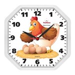 Ficha técnica e caractérísticas do produto Relógio de Parede Oitavado Branco Galinha