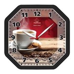 Ficha técnica e caractérísticas do produto Relógio de Parede Oitavado Preto Café
