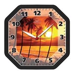 Ficha técnica e caractérísticas do produto Relógio de Parede Oitavado Preto por do Sol