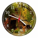 Relógio de Parede Paisagem Casa Campo Florestas Natureza Salas Cozinhas Decoração - Vital Quadros
