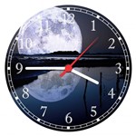 Ficha técnica e caractérísticas do produto Relógio de Parede Paisagens Estrelas Lua Noite Reflexo na Água - Vital Quadros