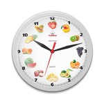 Ficha técnica e caractérísticas do produto Relógio de Parede para Cozinha Redondo Frutas Branco - Plashome