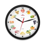 Relógio de Parede para Cozinha Redondo Frutas Preto - Plashome