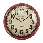 Ficha técnica e caractérísticas do produto Relógio de Parede Paris 1885 Vermelho em Ferro Oldway - 33x33 Cm