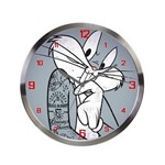 Ficha técnica e caractérísticas do produto Relogio de Parede Pernalonga Preocupado Looney Tunes Alumínio Cinza Ø 30cm