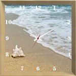 Relógio de Parede Personalizado Imagem Praia Concha de Mar 30x30cm
