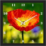 Ficha técnica e caractérísticas do produto Relógio de Parede Personalizado Moldura Preta Flor Papoula 30x30cm
