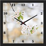 Ficha técnica e caractérísticas do produto Relógio de Parede Personalizado Moldura Preta Floral 30x30cm - Decore Pronto
