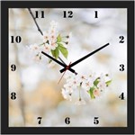 Ficha técnica e caractérísticas do produto Relógio de Parede Personalizado Moldura Preta Floral 30x30cm