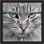 Ficha técnica e caractérísticas do produto Relógio de Parede Personalizado Moldura Preta Pet Cara de Gato 30x30cm