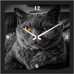 Ficha técnica e caractérísticas do produto Relógio de Parede Personalizado Moldura Preta Pet Gato Chartreux 30x30cm