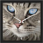 Ficha técnica e caractérísticas do produto Relógio de Parede Personalizado Moldura Preta Pet Retrato de Gato 30x30cm