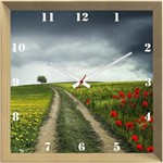 Ficha técnica e caractérísticas do produto Relógio de Parede Personalizado Paisagem Campo de Papoulas 30x30cm