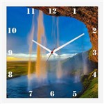 Relógio de Parede Personalizado Paisagem Islândia Cachoeira 30x30cm