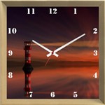 Ficha técnica e caractérísticas do produto Relógio de Parede Personalizado Paisagem Pôr do Sol em Farol 30x30cm - Decore Pronto