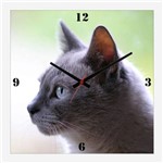 Relógio de Parede Personalizado Pet Gato Cinza 30x30cm