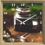 Relógio de Parede Personalizado Vintage Máquina Fotográfica 30x30cm