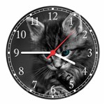 Ficha técnica e caractérísticas do produto Relógio de Parede Pet Shop Animais Gato Decorações Interior Quartz - Vital Quadros
