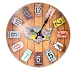 Ficha técnica e caractérísticas do produto Relógio de Parede Placas Vintage