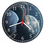 Ficha técnica e caractérísticas do produto Relógio De Parede Planeta Terra Espaço Estrelas Galáxias