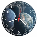 Ficha técnica e caractérísticas do produto Relógio De Parede Planeta Terra Gaia Saturno Física Decoração