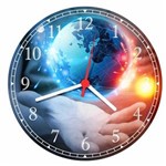 Relógio de Parede Planeta Terra Mãos Decorações Interiores