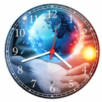 Ficha técnica e caractérísticas do produto Relógio De Parede Planeta Terra Mãos Decorações Interiores
