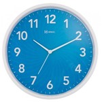 Ficha técnica e caractérísticas do produto Relógio de Parede Plástico Branco Azul 26 Cm Herweg 6182-11